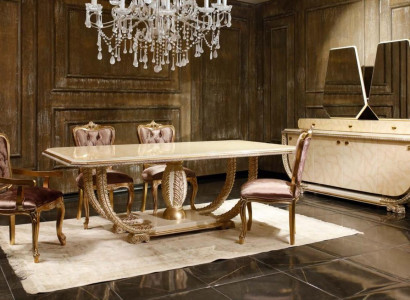 Klassisches Esszimmer Set Edler Esstisch 4x Stühle Anrichte Vitrine 8tlg